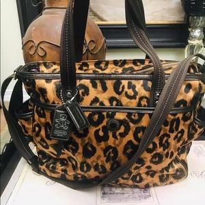 Coach leopard print Diaper bag like new